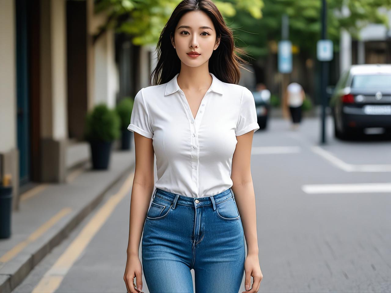 提升气质穿搭技巧：轻熟风夏季牛仔裤这样穿最显瘦