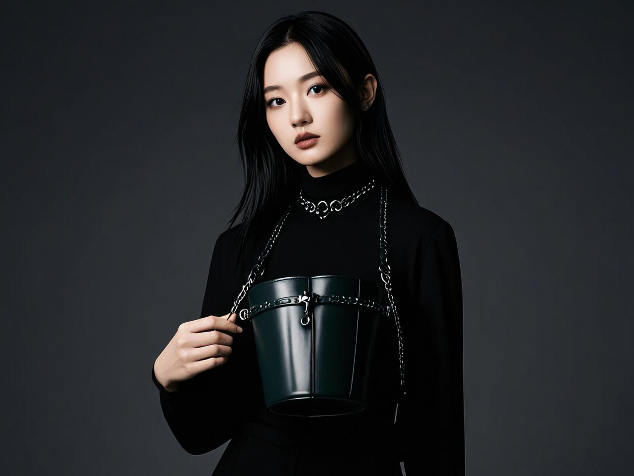暗黑系造型核心：水桶包才是今年最in的时尚单品